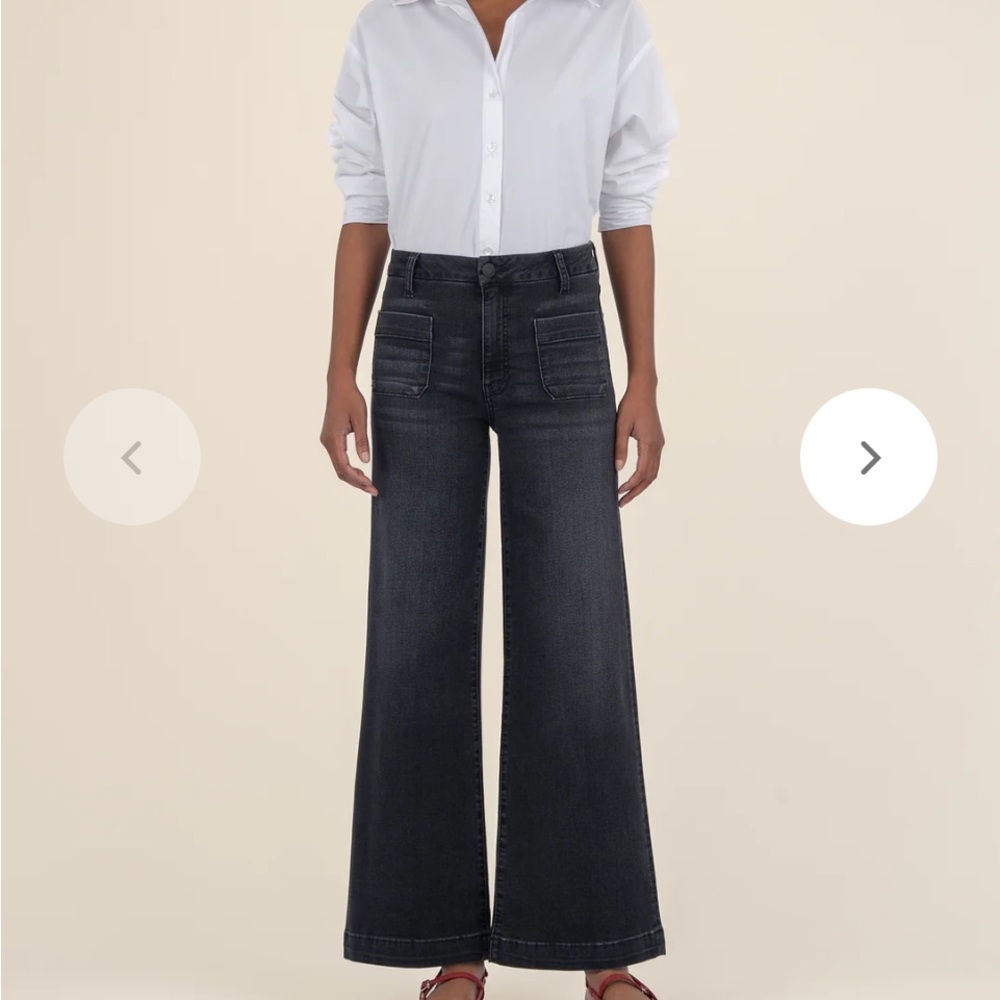 Meg Kut from the Kloth Wide-Leg Black Jeans